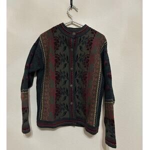 Vintage Chessy Lewis Wool Sweater Petite Medium Button Front Made In England